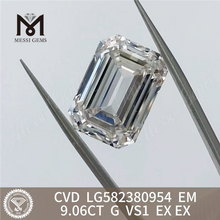 9.06CT G VS1 EM sectus EX Smaragdo lab adamante creato CVD LG582380954