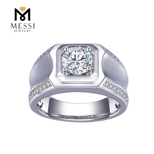 14K Prong Ponentes Moissanite homines anulos nuptiales 