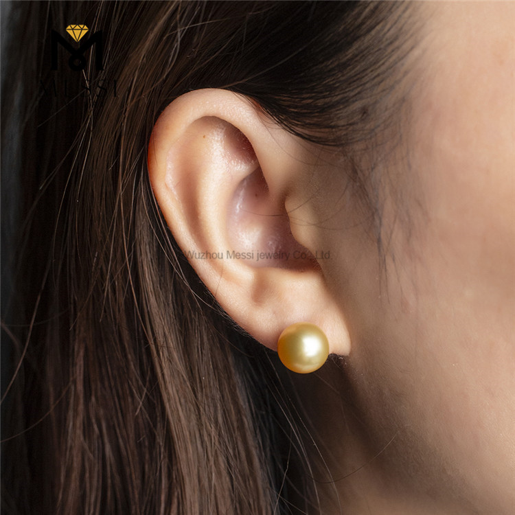 9-10mm Luxuria & Unique Jewelry 18k Designer Golden South Sea Pearl Earrings