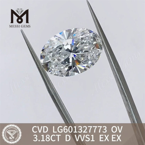 3.18CT D VVS1 oval cvd lab adamas LG601327773丨Messigems