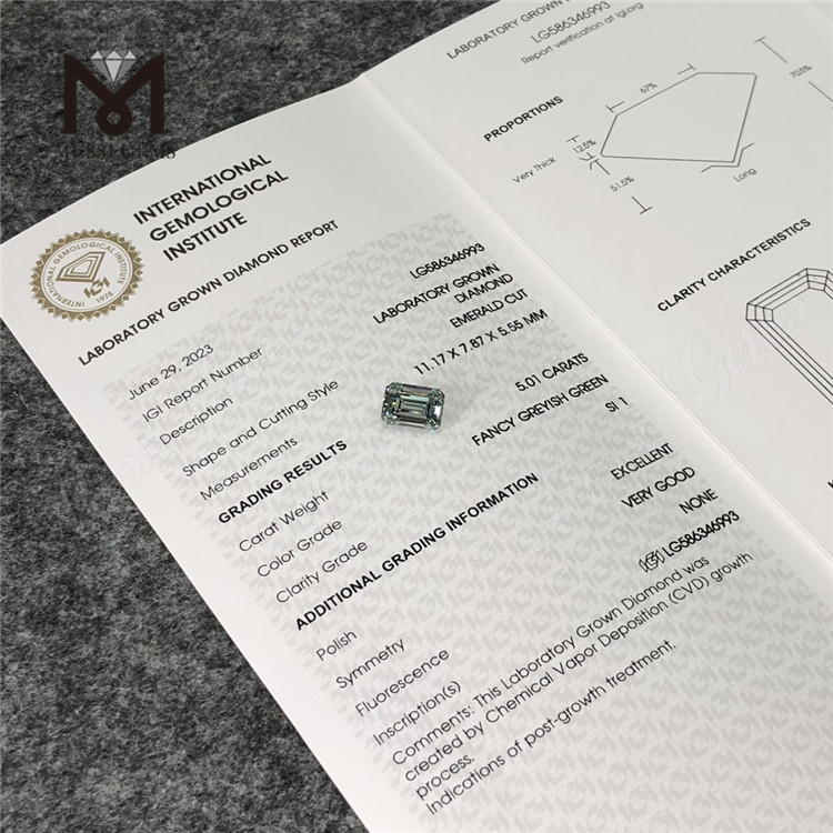 5ct Smaragdus Cut Lab Diamond Viridis SI1 EX VG EM FABRICIUS CVD LG586346993 