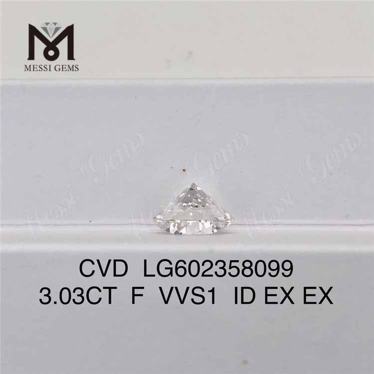 3.03CT F VVS1 ID EX EX CVD Lab Diamond Diamond ornatum LG602358099丨Messigems