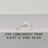 9.51ct D VVS2 Pirum CVD CVD solveris crevit Diamond LG601309727 