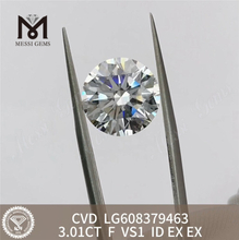 3.01CT F VS1 Round 3ct cvd lab iaspis Eco gemstone丨Messigems LG608379463