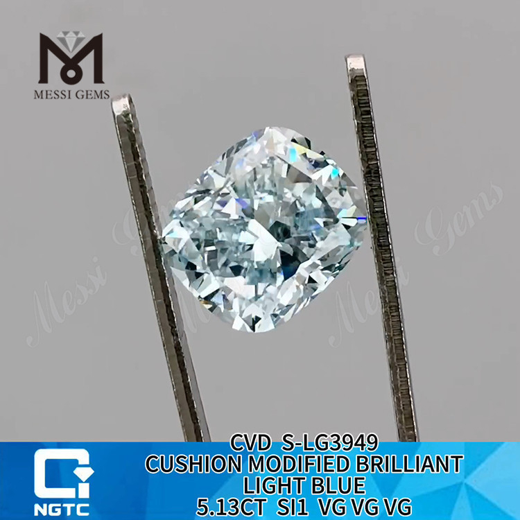 5.13CT SI1 CUSHION LUX CAERULEUS certified lab adamantibus IGI Certified Sparkle丨Messigems CVD S-LG3949