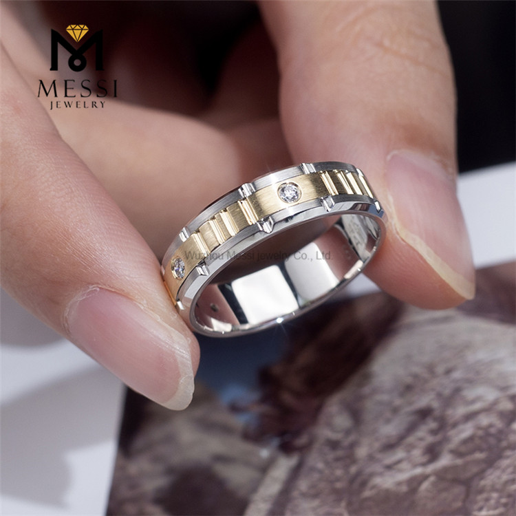 IGI lab adamas anulus 14k auri pugna nuptialis manus annuli mens anulos US9 #
