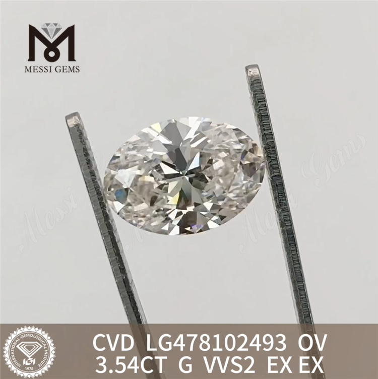 3.54CT G VVS2 OV lab adamas crevit CVD LG478102493 Messigems