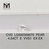 4.24CT Pear Cut IGI Diamond E VVS1 EX EX CVD LG592359070丨Messigems