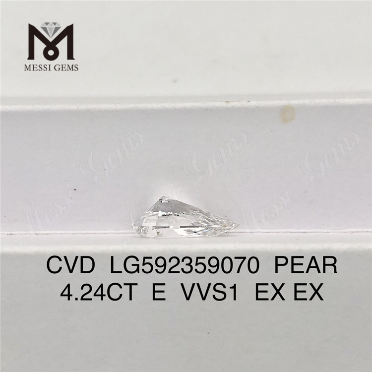 4.24CT Pear Cut IGI Diamond E VVS1 EX EX CVD LG592359070丨Messigems