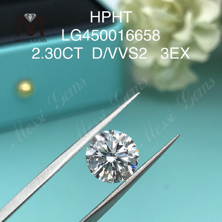 2.30 carats D VVS2 EX Cut Round HPHT lab adamantibus