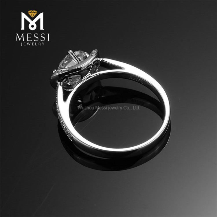 1 carat 4 stimulis aureis moissanitis auri anulus feminis albis