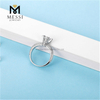 Donum natale moissanitae solitaire feminae anuli aurei 14k auri patella 925 anuli argentei