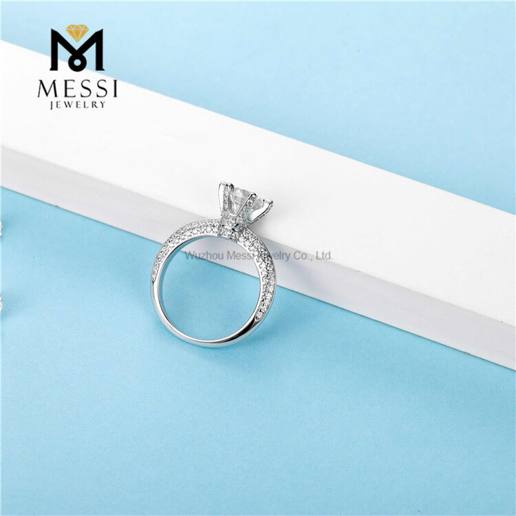 Donum natale moissanitae solitaire feminae anuli aurei 14k auri patella 925 anuli argentei