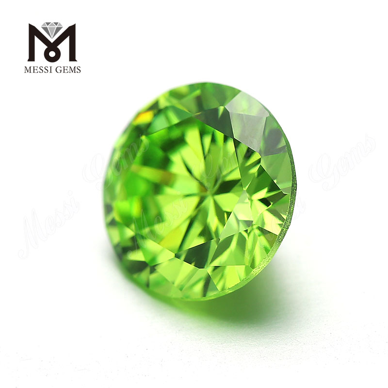 Synthetica cz officina lapidea 8.0mm rotundi pomi viridis coloris cubci zirconia