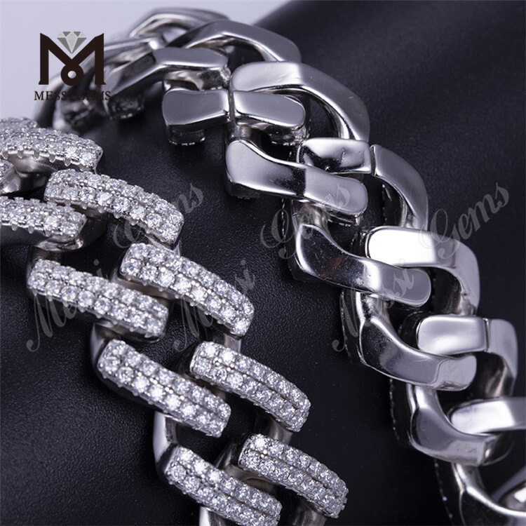 12mm 16mm latitudo 16inch ad 24inch longitudo 925 argenteus moissanitus ligamen torques cubanus calidus