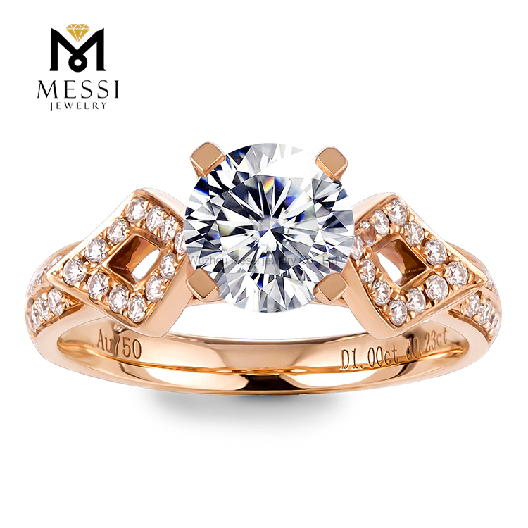 18K Rose Aurum Jewelry DEF Moissanite 1 Carat Engagement Ring