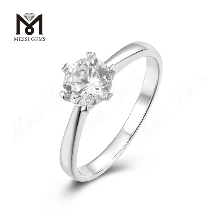 Messi Gemmae Lupum 1 carat DEF moissanitum adamas nuptiale 925 anulus sterlingorum argenteus