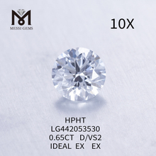 0.65 Carat D VS2 Round Lab Grown Diamond SPECIMEN HPHT Diamond Wholesale