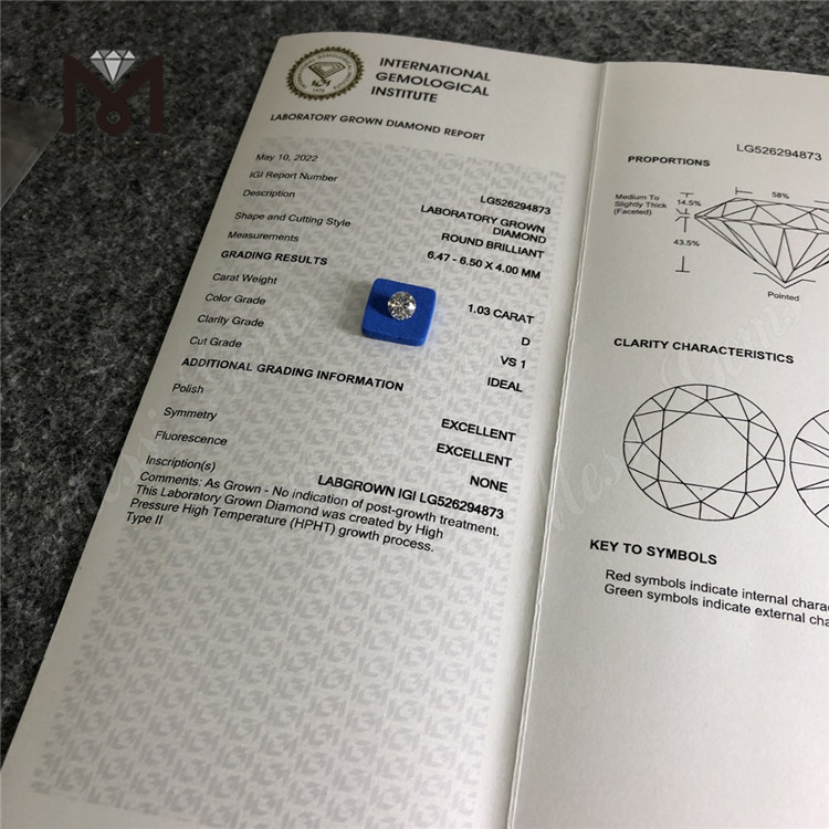 1.03CT D VS1 ID EX circum igi lab adamantes HPHT