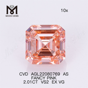 2.01CT Asscher cut FANCY AMARYLLIS VS2 EX VG CVD lab iaspis AGL22080769