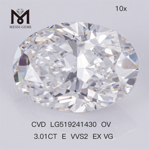 3.01ct E VVS2 EX VG OVAL CVD Quality Man Diamond IGI Certificate