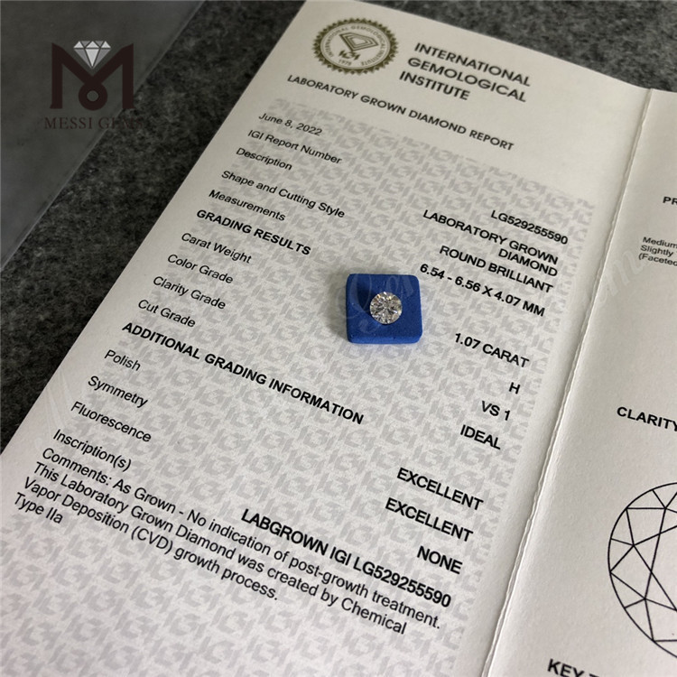 1.07ct H VS Lab Diamond ID RD Cheap Solve Lab Diamond Pectus