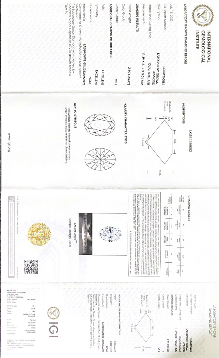 1.89ct F oval lab adamas VS1 ov albus solutus factus adamantibus in sale