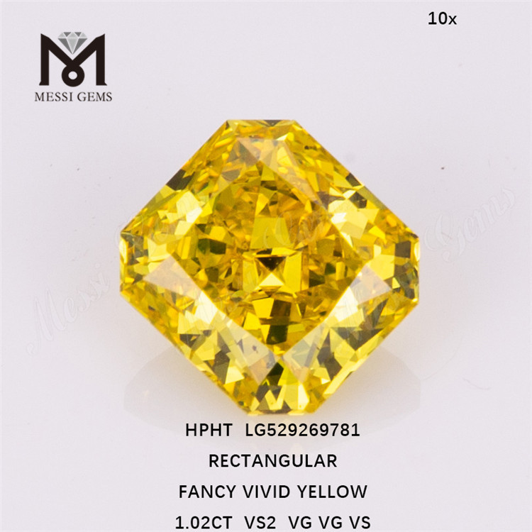 1.02ct VS2 Yellow Lab Diamond Rectangularis Lab Grown Diamond
