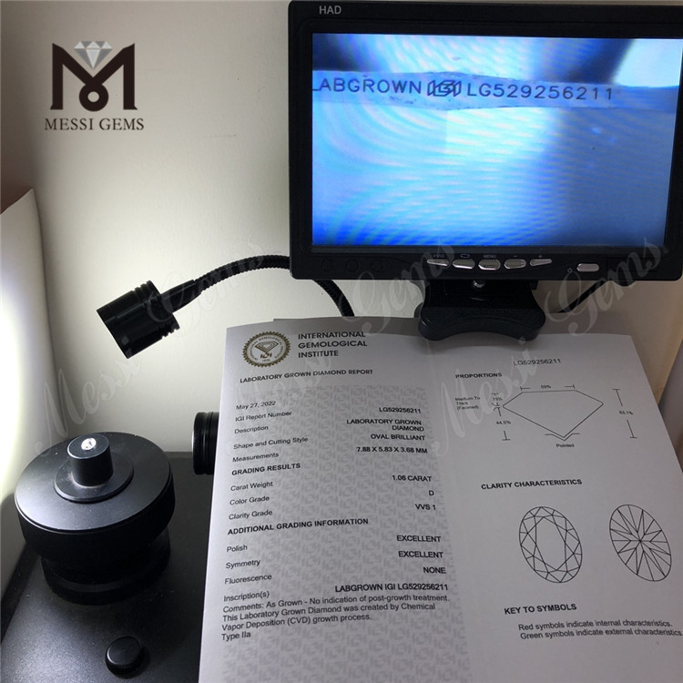 1.06ct D VVS1 EX EX OVAL Synthetica Diamond CVD