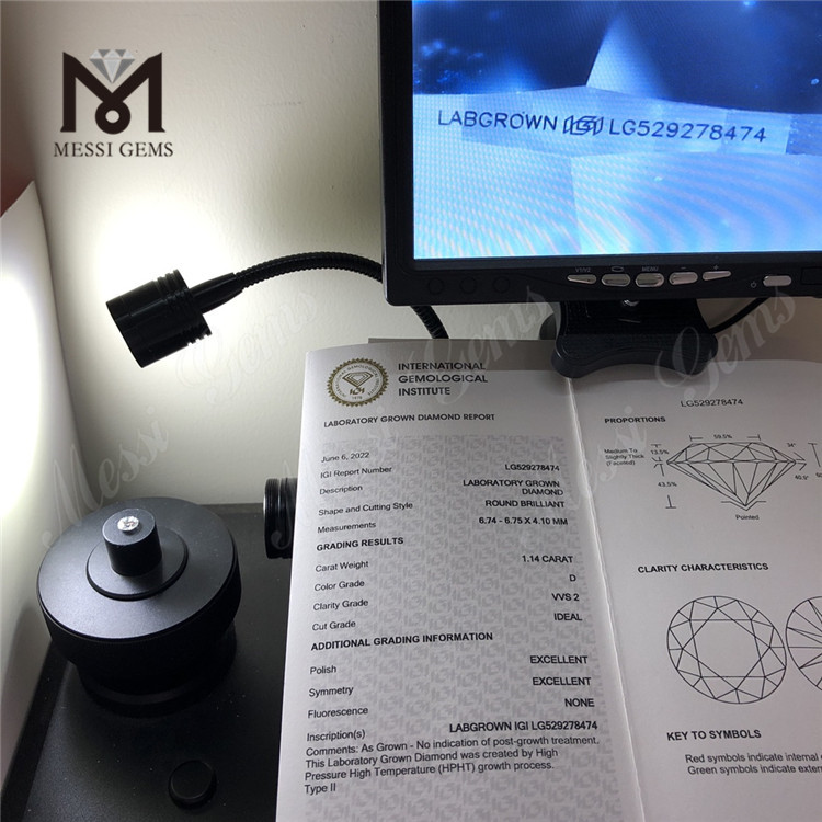 1.14ct D VVS2 ID EX Round optima qualitas homo fecit adamantes