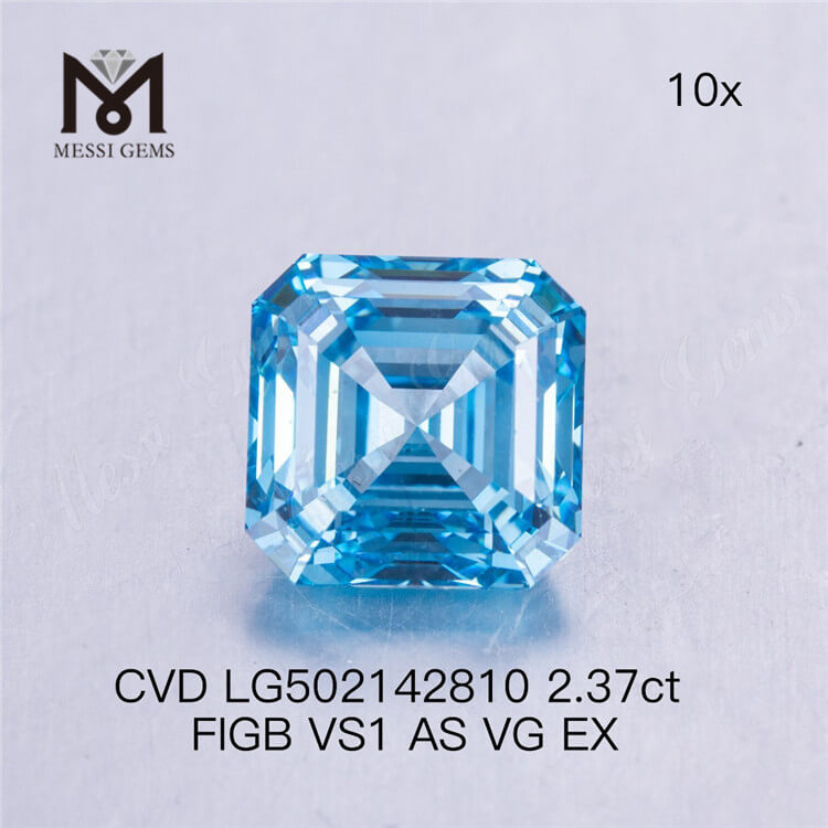 2.37ct Asscher Cut VS syntheticus caeruleus adamas 7.10X7.03X4.89MM