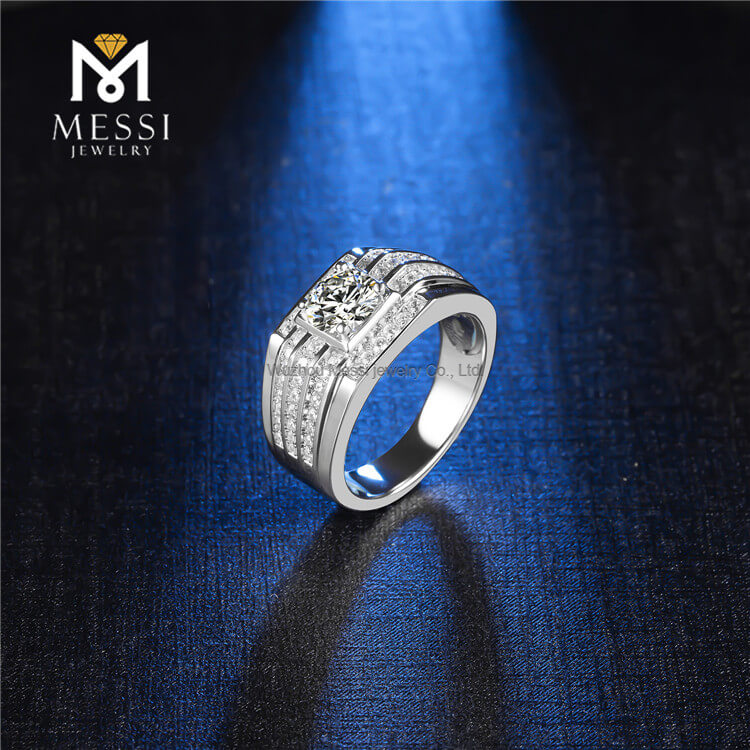 925 Moissanite Men Ring Silver Jewelry Sterling Engagement Nuptialis Annulorum