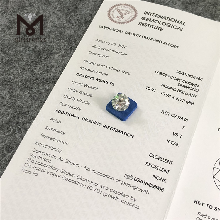 5.01CT F VS1 ID lab adamantibus creatum ad sale丨Messigems CVD LG618428968