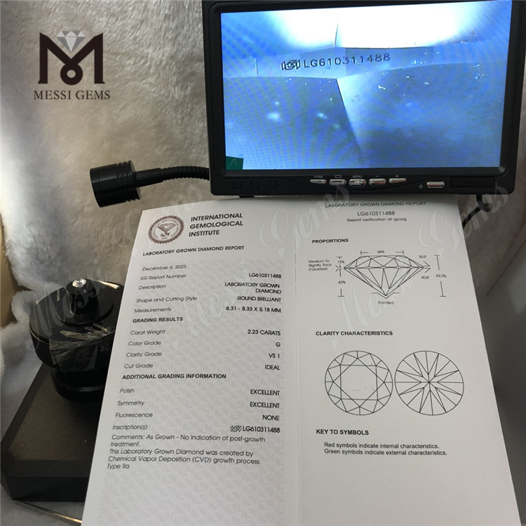 2.23CT G VS1 CVD丨Messigems LG610311488 custom Consuetudo facta adamantino CVD丨Messigems