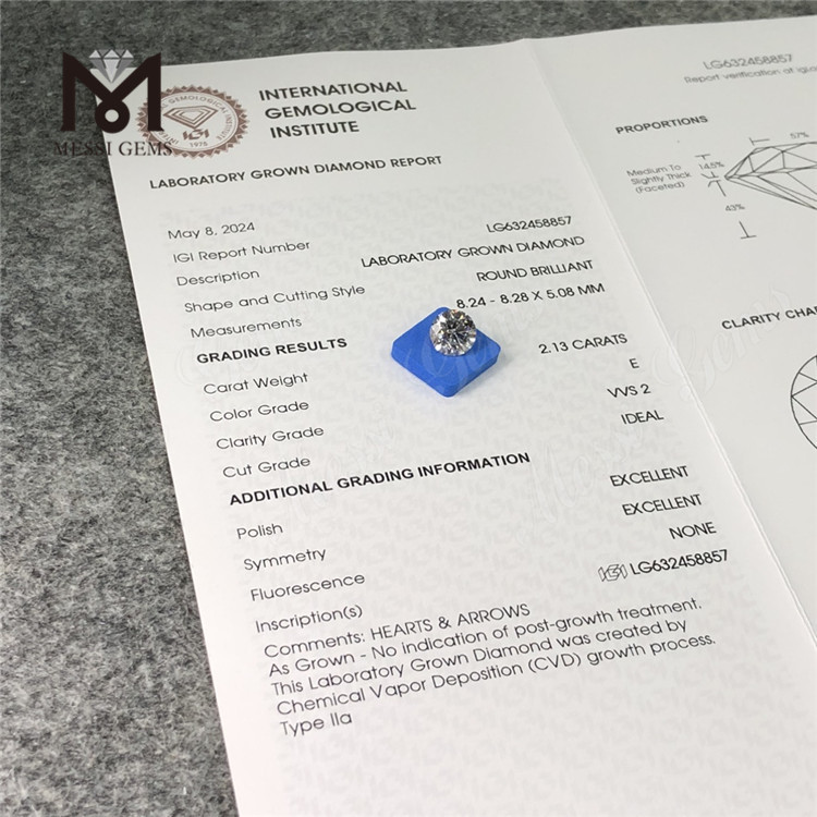 2.13CT E VVS2 ID EX EX CVD 2ct adamantibus confictis LG632458857