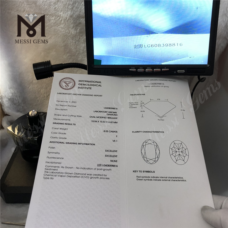 8.03CT Top Lab Partum Diamond F VS1 OV丨Messigems CVD LG608398816 