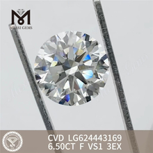 6.50CT F VS1 3EX CVD Round solve fabricatum Diamond LG624443169丨Messigems