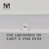 3.20CT D VVS2 CVD 3ct oval lab adamas creatum LG613376315 Messigems