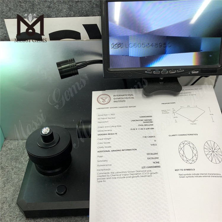 7.30CT Diamond Lab OV VVS2 D color CVD LG605348950丨Messigems