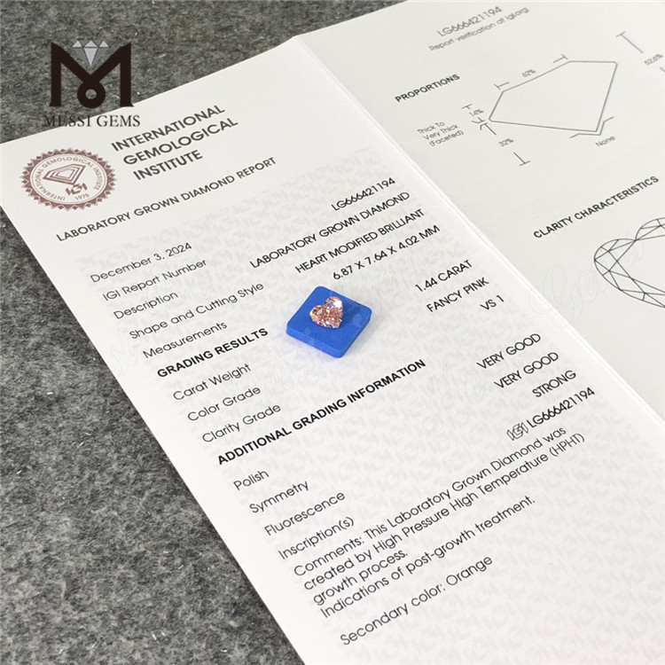 1.44CT VS1 Umbra HS Pink Lab Partum Diamonds HPHT LG666421194