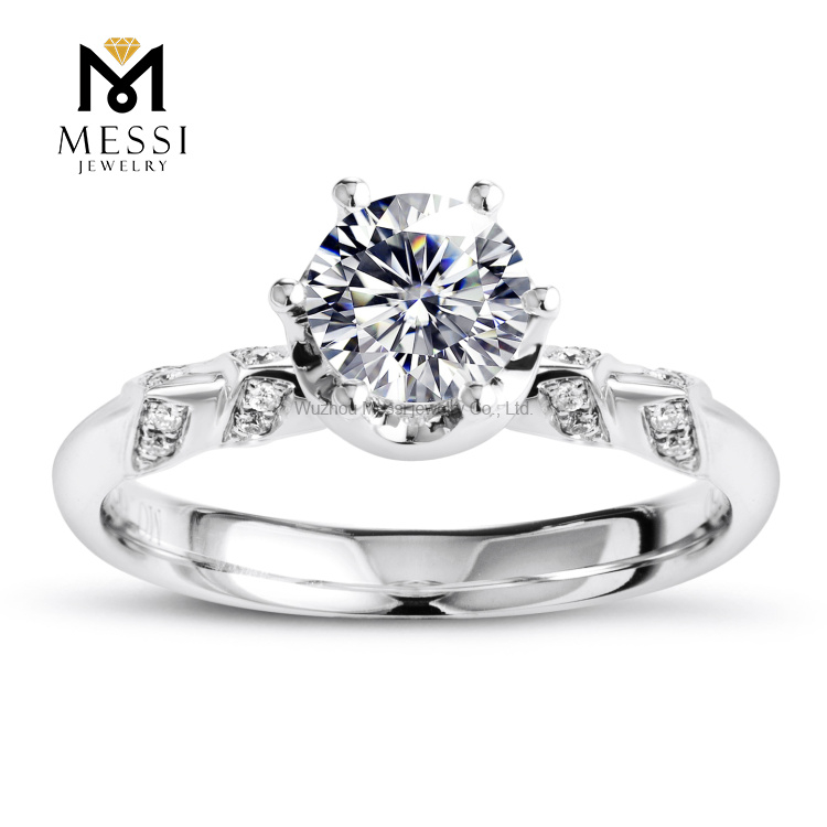 1 carat 18k consuetudo annuli nuptialis moissanite anulo aureo pro puella