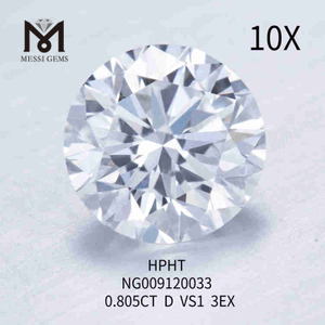 0.805carat D VS1 Round White Lab Made Diamond 3EX Solve Synthetica Diamonds