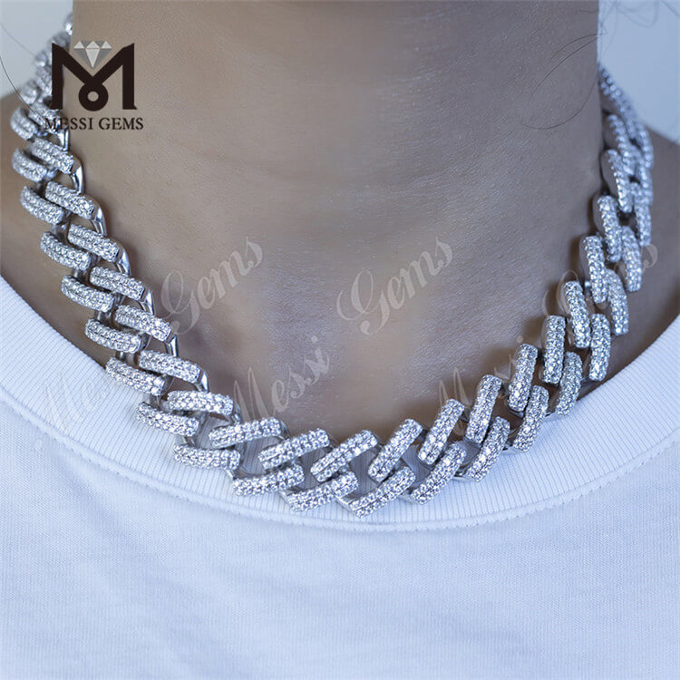 12mm 16mm latitudo 16inch ad 24inch longitudo 925 argenteus moissanitus ligamen torques cubanus calidus