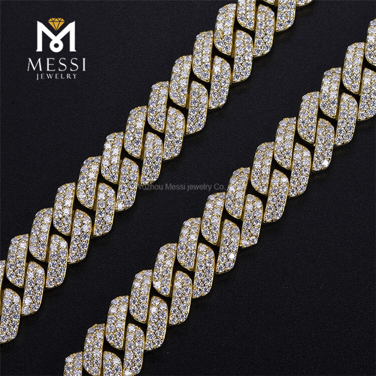 Men Chain Jewelry Hip Hop 925 Sterling Silver Lab Diamond Vvs Moissanite Cuban Link Chain