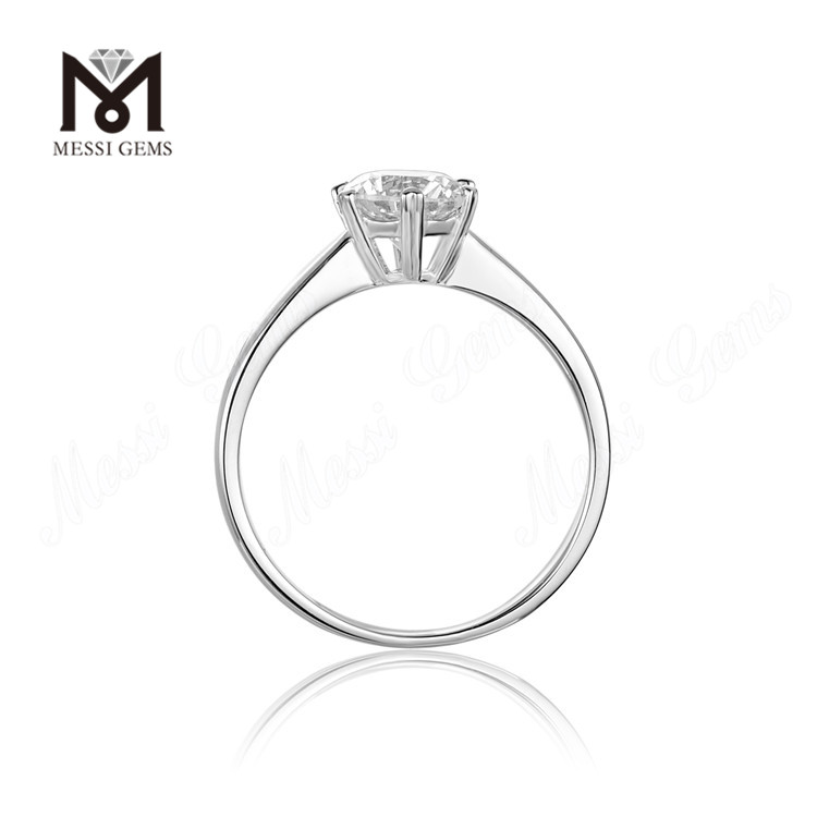 Messi Gemmae Lupum 1 carat DEF moissanitum adamas nuptiale 925 anulus sterlingorum argenteus