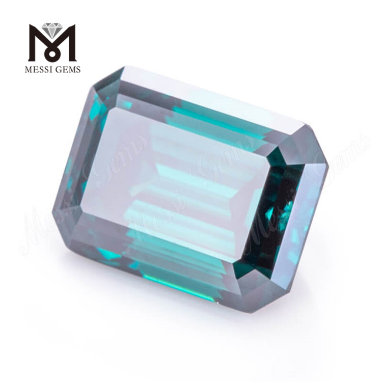 Tutus solve Stone Factory Emerald Cut Teal Color solve Moisanite