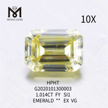 1.014ct FVY smaragdus laxus lab crevit adamas SI1