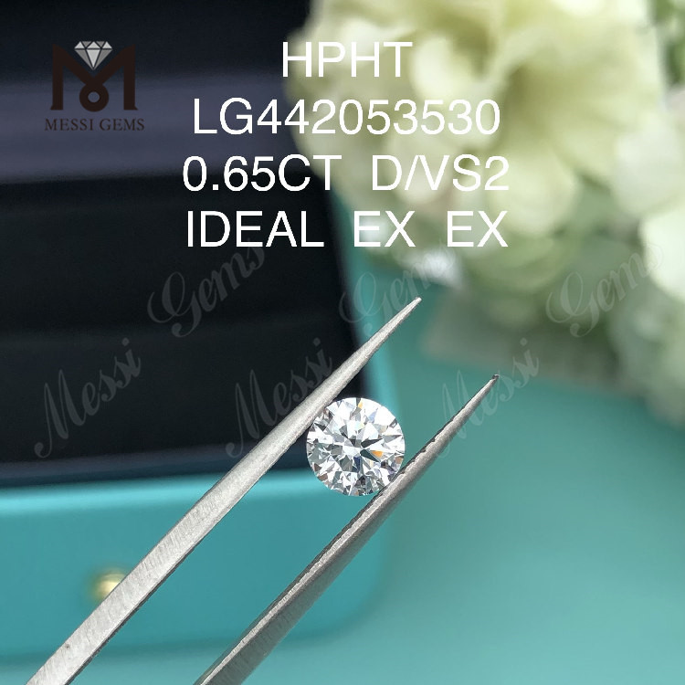 0.65 Carat D VS2 Round Lab Grown Diamond SPECIMEN HPHT Diamond Wholesale