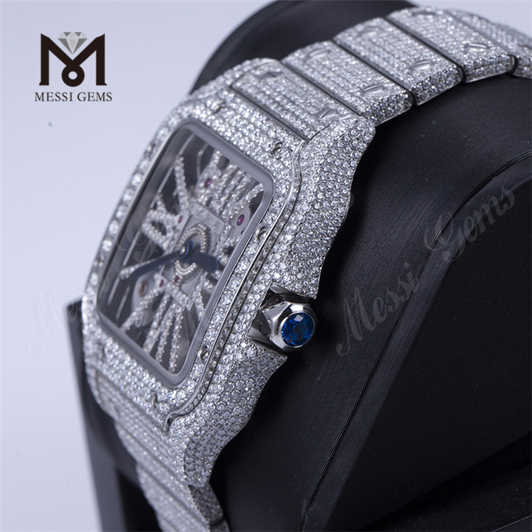 Custom Design Men Woman Luxuria Hand Set Iced Out Diamond Moissanite Watch 