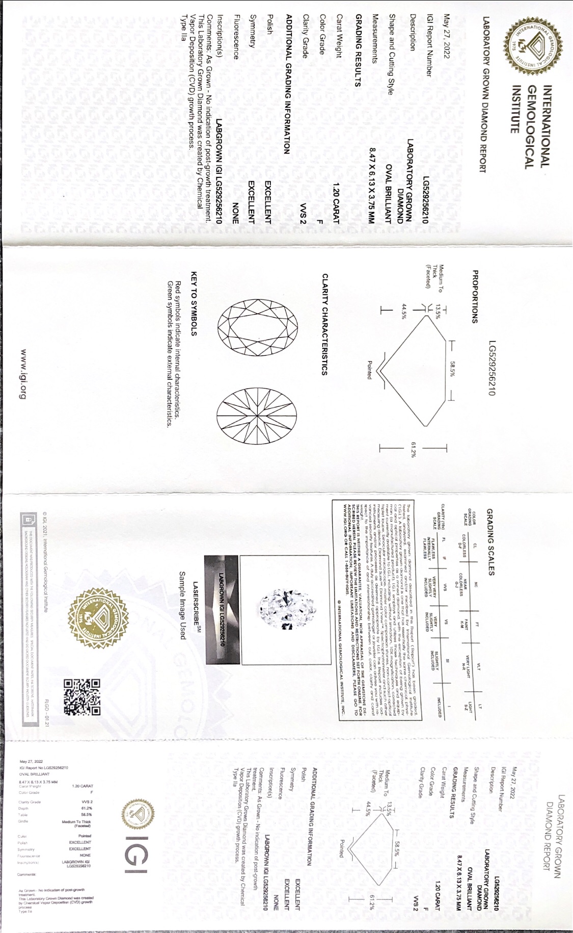 1.20ct F Vvs2 Solve Lab Diamond Sale OVAL